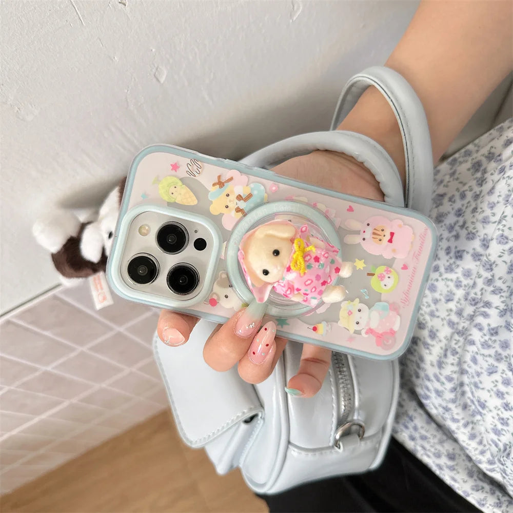 Cute bear rabbit magnetic stand phone case for iPhone 14-16, HSF Marketplace design