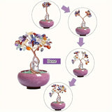 1pc Colorful Crystal Tree Decoration with Bohemian Style Flower Pot - Handmade Ceramic Base, Desktop, Housewarming Gift