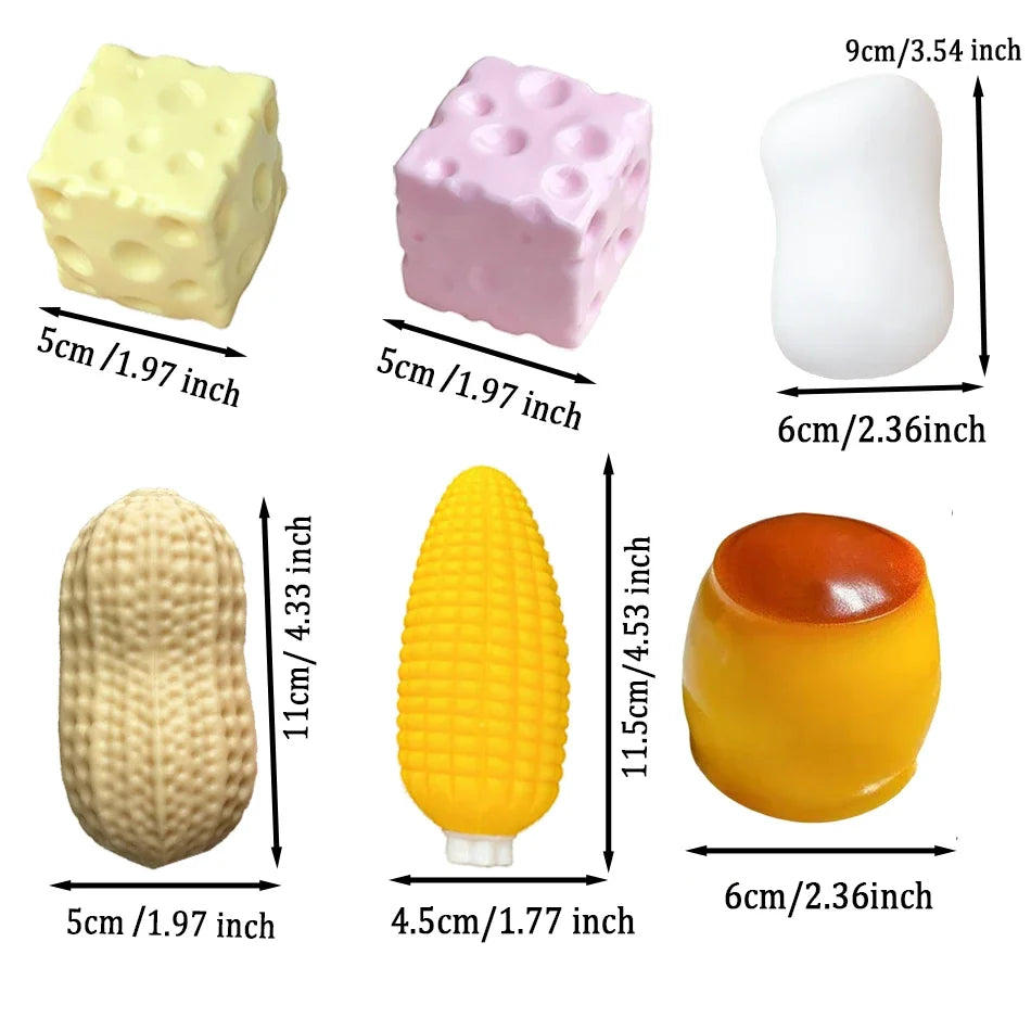 Crunchy Soft Cheese Cube Peanut Pudding Soap Corn Squishy Toy ASMR Sensory Fidget Toy Anti Stress Gift For Adults