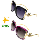 Oval retro women's sunglasses with gold fox design by HSF Marketplace
