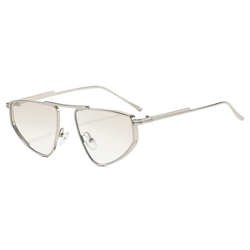 Polygon metal cat eye sunglasses for women with gradient lenses and UV400 protection, stylish fashion accessory by SO&EI.