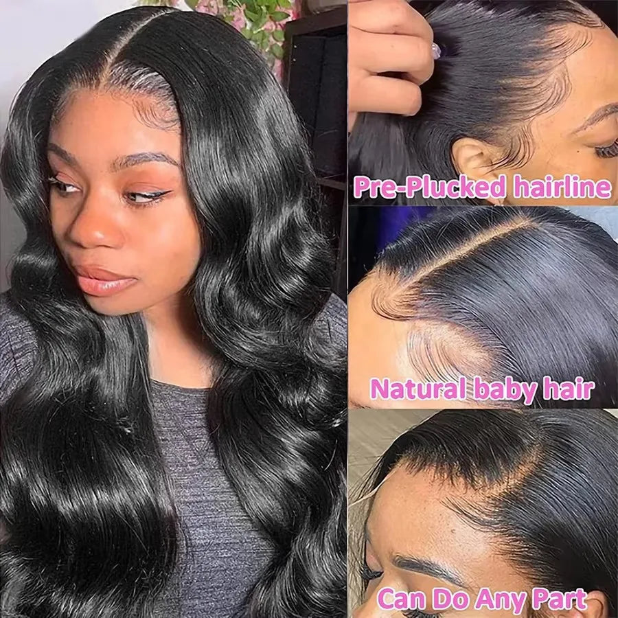 180% Density Brazilian Human Hair Wigs Pre Plucked Hd 13x4 Lace Front Wig Bleached Knots Transparent Lace Frontal Wig
