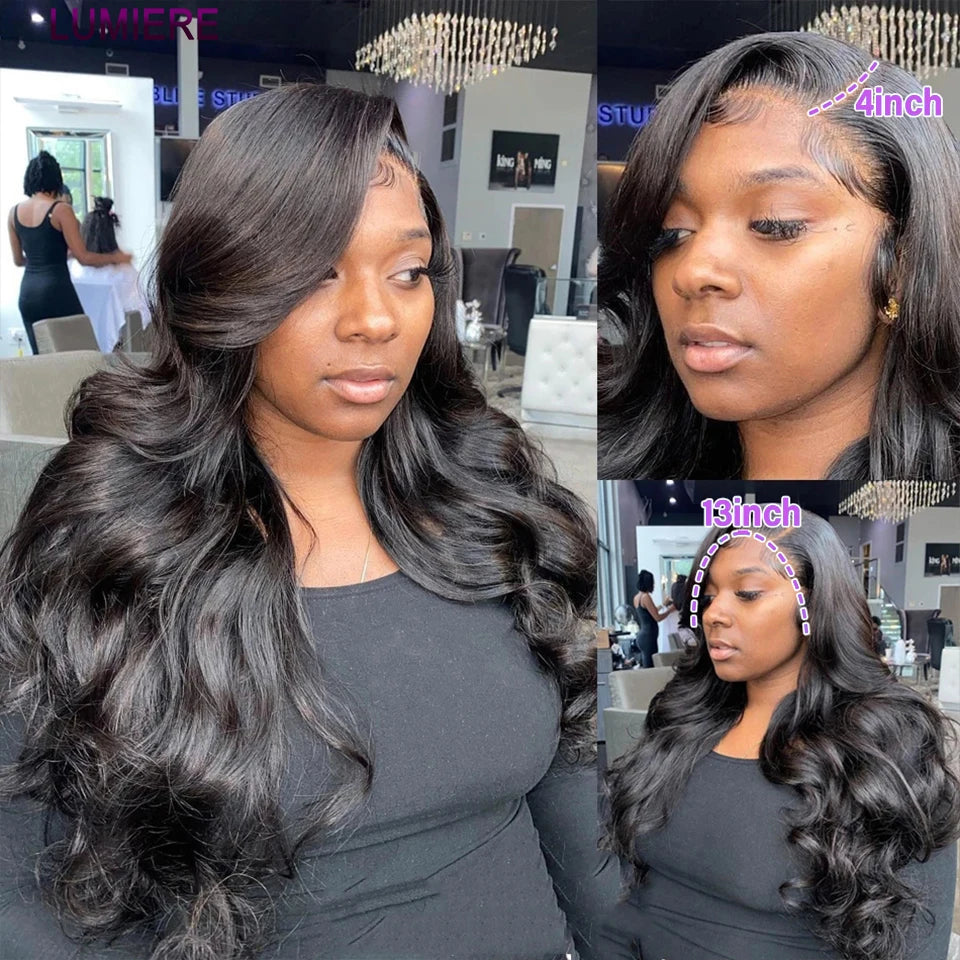 18A Body Wave Bundles With Closure Frontal HD Transparent Brazilian Virgin Raw Human Hair 3/4 Bundles Hair Extension Double Weft