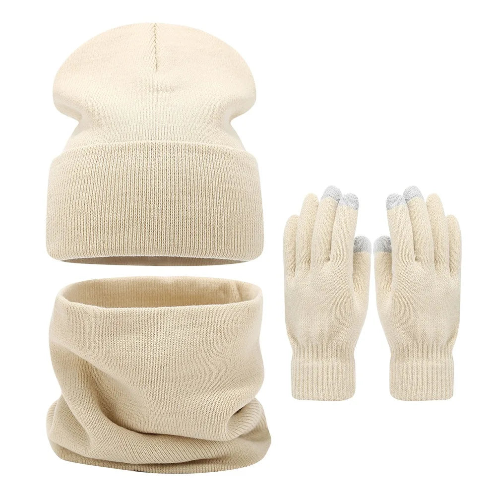Warm knit beanie, scarf and gloves set for men and women by HSF Marketplace