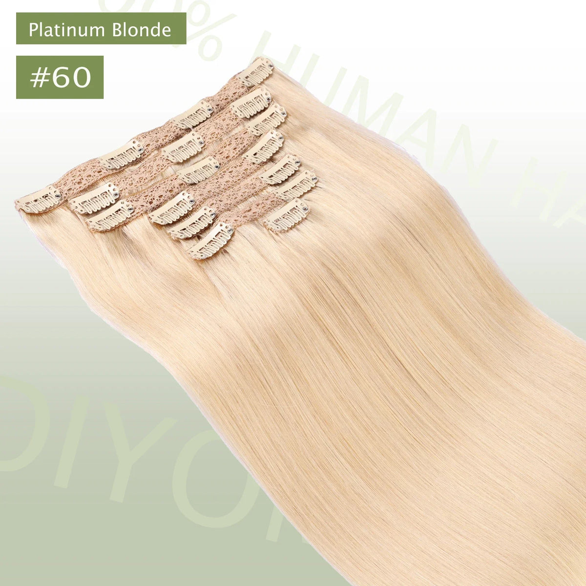 DIYOMO natural black straight human hair clip-in extensions with 7 seamless invisible wefts and clips