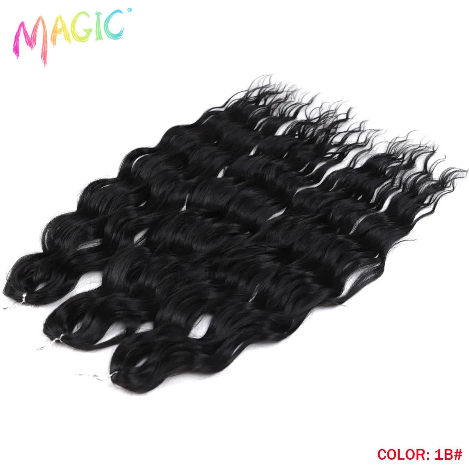Magic 24Inch 3PCS Loose Wave Synthetic Crochet Hair Bundles Copper Red Heat Resistant Hair Extensions For Women Braiding Styling