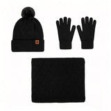 HSF Marketplace women’s warm woolen hat, scarf, and gloves winter set in a coordinated design