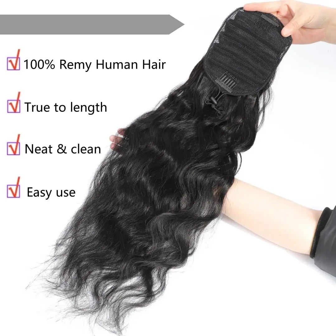 Body Wave Drawstring Ponytail 100g 12A Remy 100% Human Hair Ponytail Natural Black 22inch Ponytail For Women 26inch