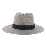 Black ribbon Panama straw hat for women, spring and summer sun protection