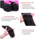 Brazilian virgin human hair bundles with HD lace closure, straight style, from HSF Marketplace, showing the bundles and closure detail.