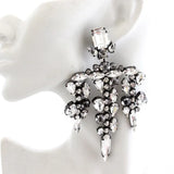 Sparkling silver crystal chandelier earrings for elegant occasions by HSF Marketplace