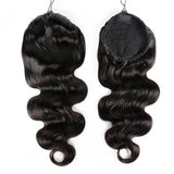 Body wave drawstring ponytail human hair extensions in natural Brazilian Remy hair