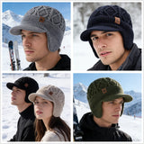Unisex winter hat with plush fur lining, warm earflaps, and thick knitted design by HSF Marketplace