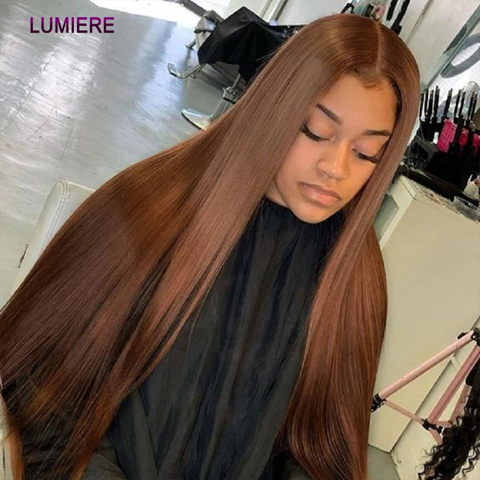 Chocolate Brown 20A Brazilian Bone Straight Bundles With Closure Human Hair Bundles With Frontal HD Transparent Loose Deep Hair Weave Extensions Afro Kinky Yaki Straight Curly Wave Bundles With Closure Frontal Brazilian Virgi
