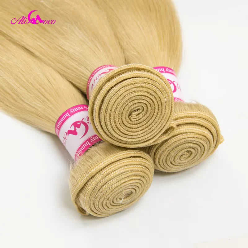613 Honey Blonde With 5x5 Closure 613 Blonde Brazilian Straight Human Hair Bundles With Frontal Closure 613 Straight Bundles