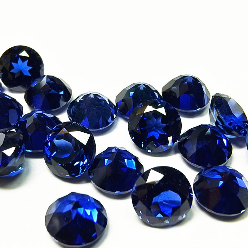 Lab Grown Sapphire Round Shape Royal Blue Color DIY Charms Jewelry Making Ring Necklace Earrings Main Materials Certificate