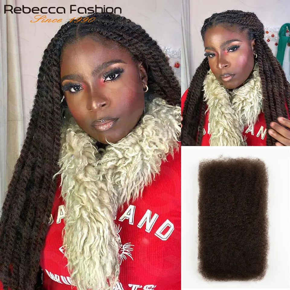 Afro Kinky Curly Bulk Human Hair For Braiding QVR Remy Bulk Hair No Attachment, Soft & Lightweight, Perfect for Braids Twists