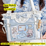 Transparent Y2K Japanese Ita Bag by HSF Marketplace, large capacity lolita-style shoulder tote with crossbody and casual display features.