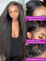 250% Density Kinky Straight Human Hair 13x4 Transparent Lace Front Wigs 5x5Glueless Wigs Kinky Straight Human Hair Wigs For Women