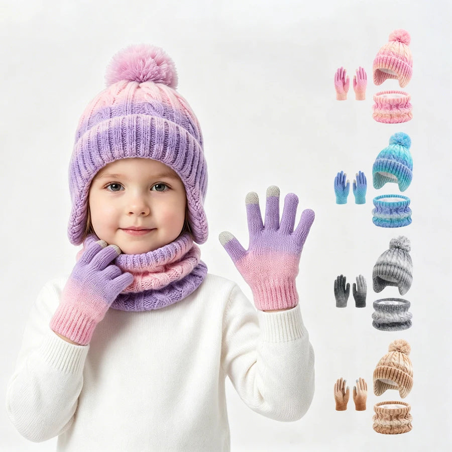 Children's warm fleece hat, scarf and gloves set for boys and girls by HSF Marketplace