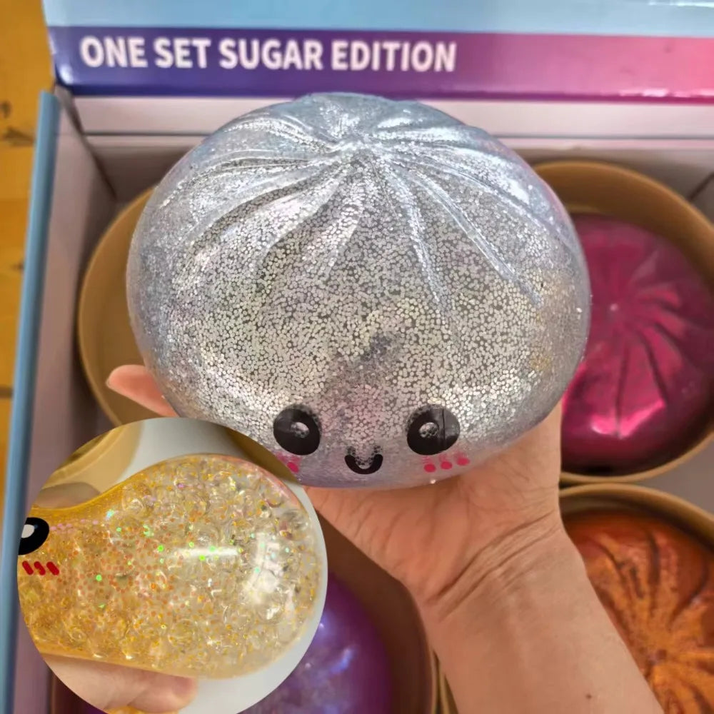 15cm Jumbo Dumpling Squishy With Steamer Realistic Bun Squishy Big Bun Cute Soft Pinch Sensory Fidget Ball Student Prize