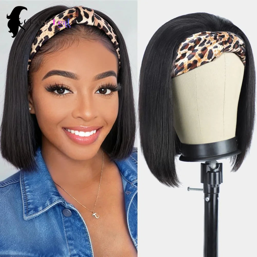12-inch straight headband wig for Black women, natural Remy human hair, HSF Marketplace