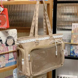 Large capacity transparent Y2K Japanese Ita shoulder bag by HSF Marketplace, casual crossbody tote with cute lolita and DIY display style.