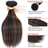 Highlight Human Hair Bundles with 4x4 Closure 12A Straight Bundles Human Hair Weft With Closure 100% Burmese Remy Hair Extension