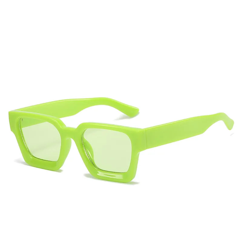 Luxury green square sunglasses for women and men by HSF Marketplace, retro style with UV400 protection and trendy design.