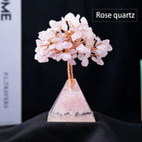 1pc Natural Crystal Tree Ornament Resin Pyramid Base Crystal Crushed Stone Fortune Tree Home Office Decoration Holiday Gift