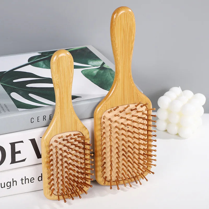 Wooden bamboo hair brush for healthy scalp and reduced hair loss by HSF Marketplace