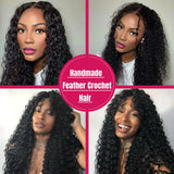 Miracle Knots Crochet Human Hair Deep Wave Bundles Invisible Knot Burmese Curly Boho Braids Crochet Human Hair Extensions 16-20 Inch Pre-Separated Reusable Feathered Human Crochet Curly 100% Human Hair For Black Women Lightwe