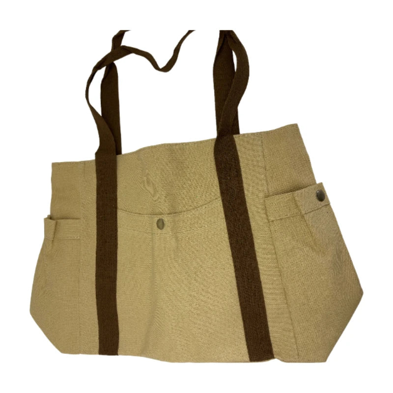 Large capacity canvas tote bag by HSF Marketplace for work, college, and commuting, featuring sturdy shoulder straps and spacious interior.