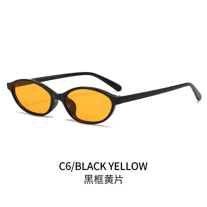 Retro oval frame sunglasses by HSF Marketplace featuring trendy small cat eye sunshade design with sun protection.