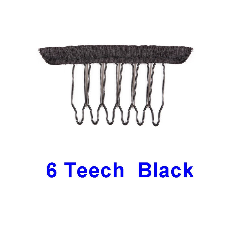 Nunify Wig Comb Clips 4 Teeth Hair Extension Clips Stainless Steel Wig Clips Combs Snap Clips With Rubber For Hair Extension