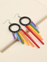 1pair Joyful Celebration Acrylic Rainbow Colors Drop Earrings for Women LGBT Lover Party Pride Month Jewelry Accessories