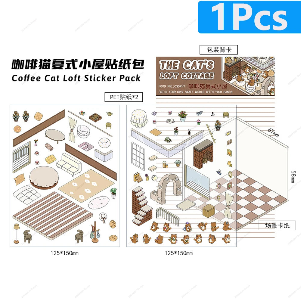 3D landscaping stickers for miniature scenes by HSF Marketplace, featuring plants, paths, and garden details