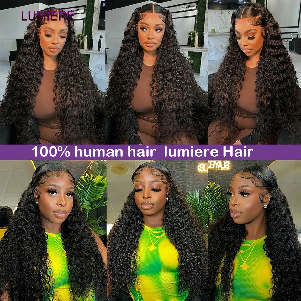 Afro Deep Kinky Curly Human Hair 3/4 Bundle with HD Transparent Lace Frontal Closure And Bundle Virgin Hair Weave Extension