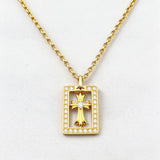 S925 pure silver gold cross pendant necklace with diamond inlay, unisex jewelry, personalized classic pendant with detailed design