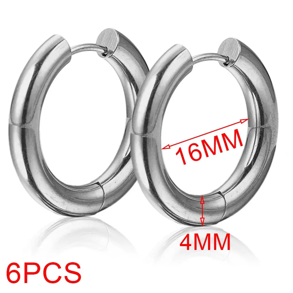 Gold plated large round hoop earrings for women, 6-piece jewelry set by HSF Marketplace
