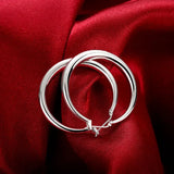 925 sterling silver 33mm big circle round hoop earrings for women, unusual 2024 trend jewelry