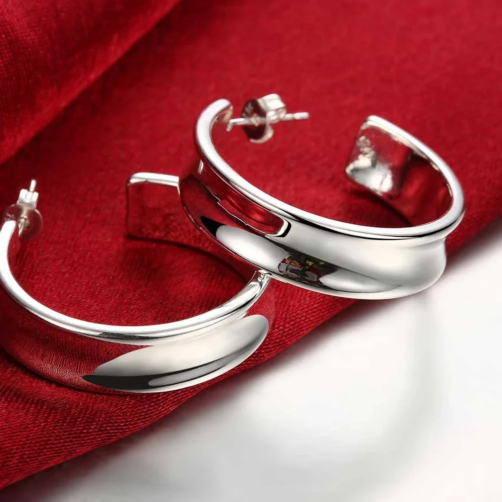 925 sterling silver hoop earrings for women, trendy and elegant jewelry design
