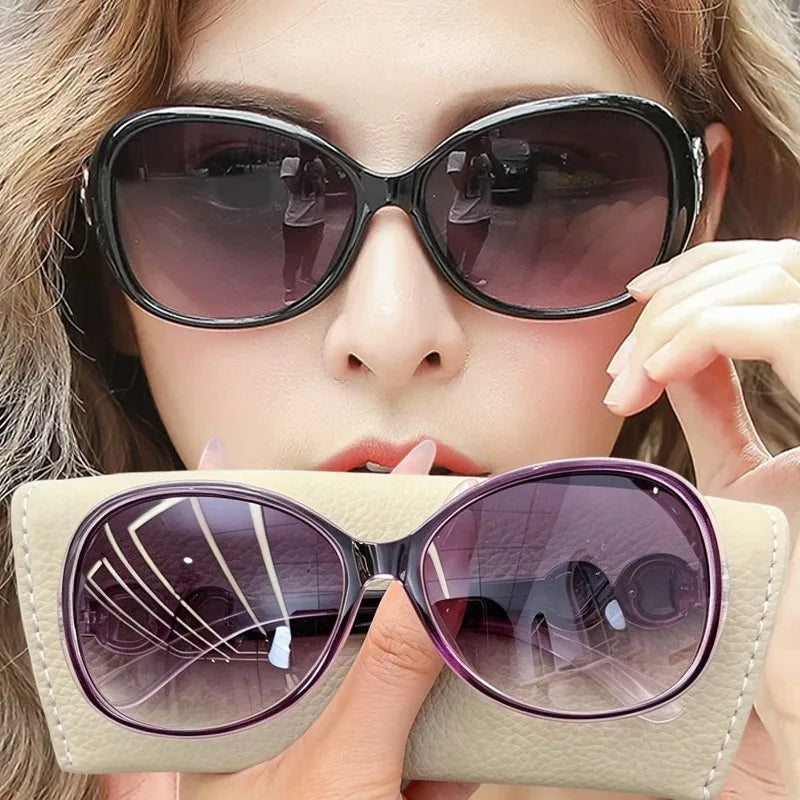 Large oval gradient sunglasses for women by HSF Marketplace, UV protection, retro Y2K style, elegant fashion eyewear.