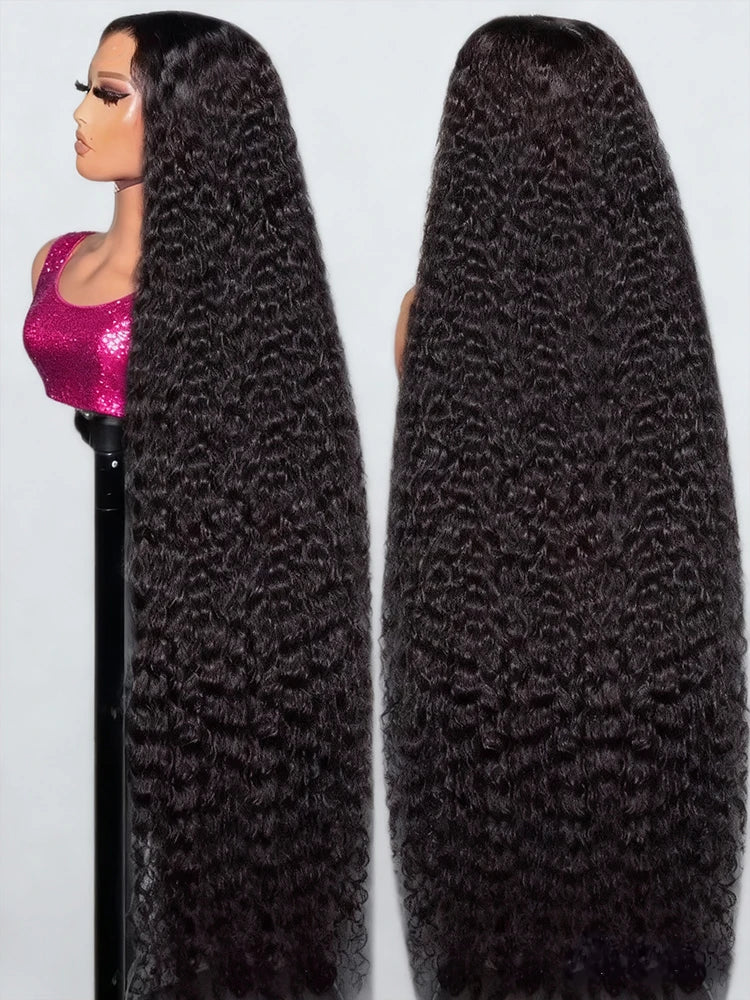 40 Inch 13x6 Deep Wave Hd Lace Front Wigs Human Hair 250 Density Water Wave 13x4 HD Lace Frontal Wigs Pre Plucked With Baby Hair Brazilian Virgin Bouncy Jerry Curly Human Hair Wigs Wet And Wavy Glueless Wigs Human Hair For Wo