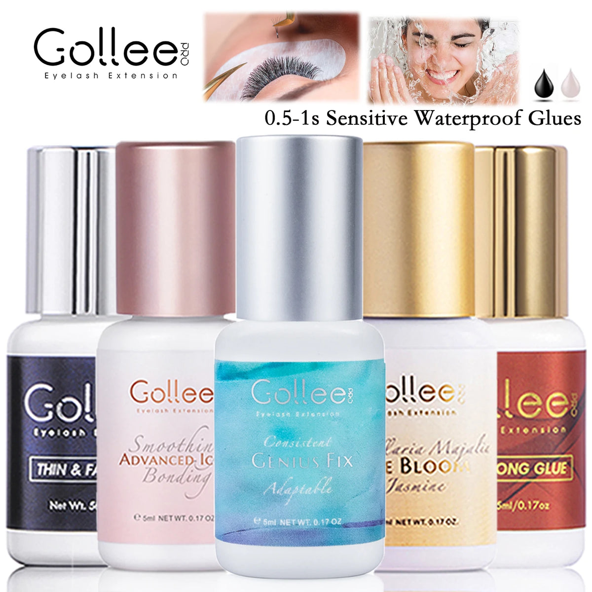Gollee All Season Glue for Lash Extension 0.5s Fast Drying Strong Glue Stick False Eyelash 6-8 Weeks Waterproof Adhesive Makeup