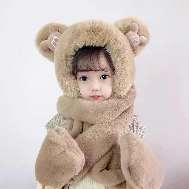 Kids 3-in-1 fleece-lined winter set with hat, scarf, and gloves by HSF Marketplace
