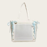 Cute Japanese ribbon ita bag for girls, transparent aesthetic tote handbag with display window by HSF Marketplace
