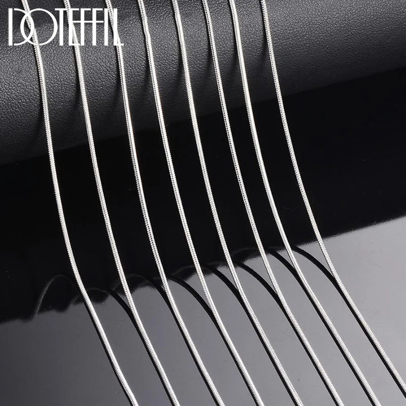 Sterling silver snake chain necklace in various lengths for women and men, 1.2mm thickness, HSF Marketplace jewelry collection