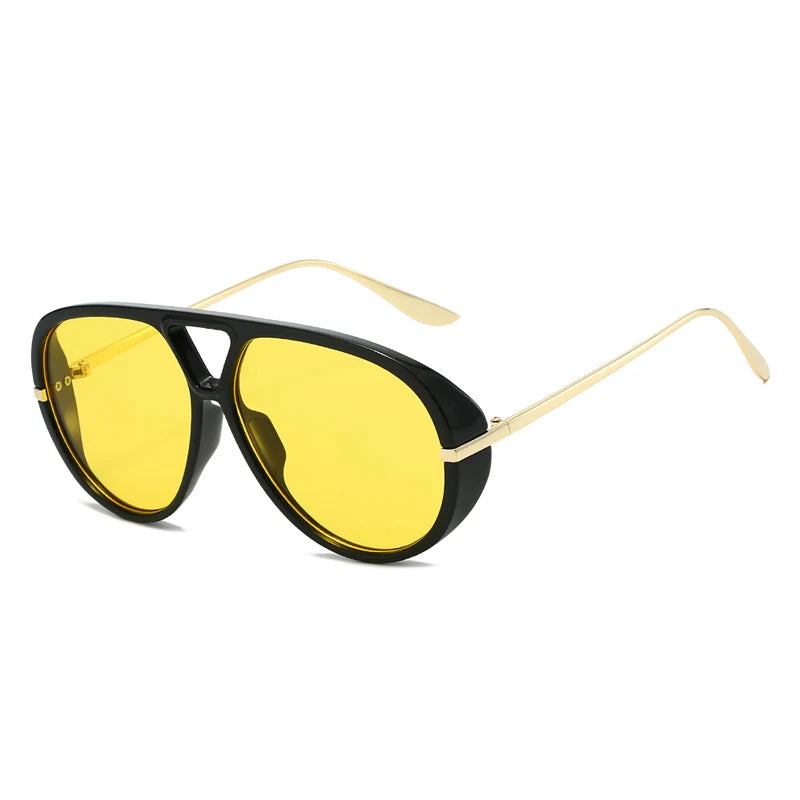 Oversized women's pilot sunglasses with double bridges, retro candy color gradient lenses, UV400 protection, by HSF Marketplace
