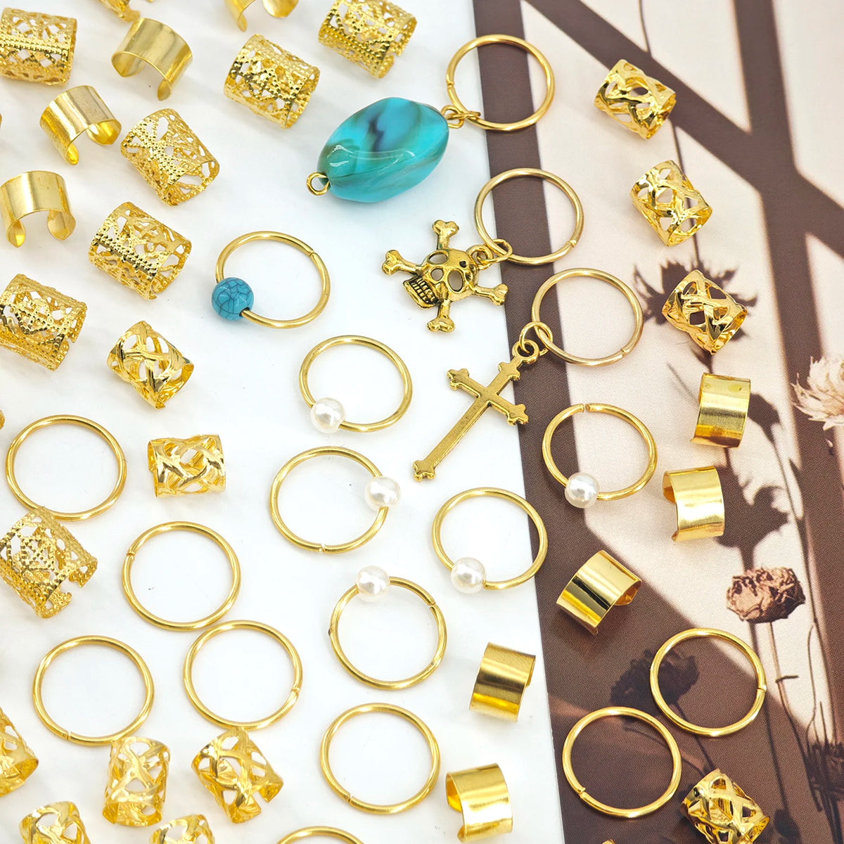 79-piece gold hair jewelry clips for dreadlocks and braids by HSF Marketplace